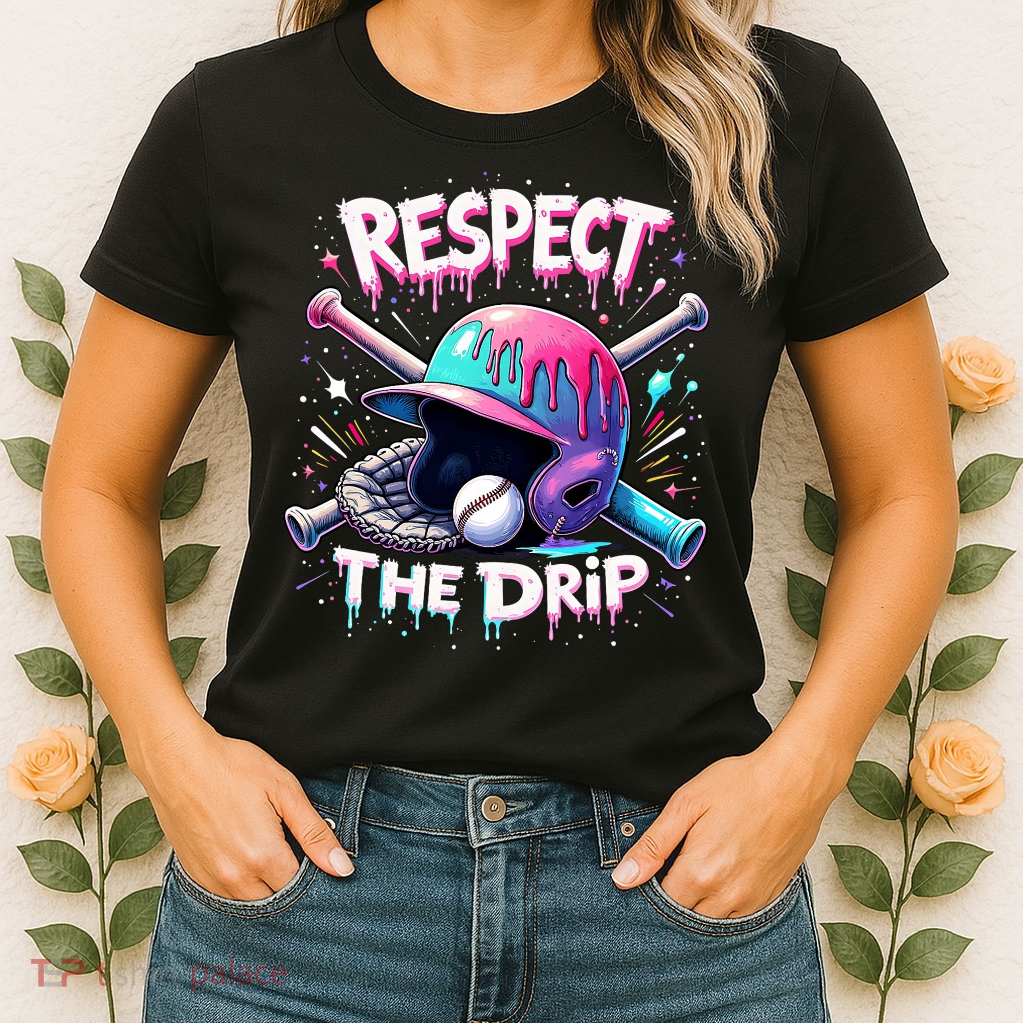 Respect The Drip Baseball Ice Cream Drip Vibes Squad  Women's T-Shirt