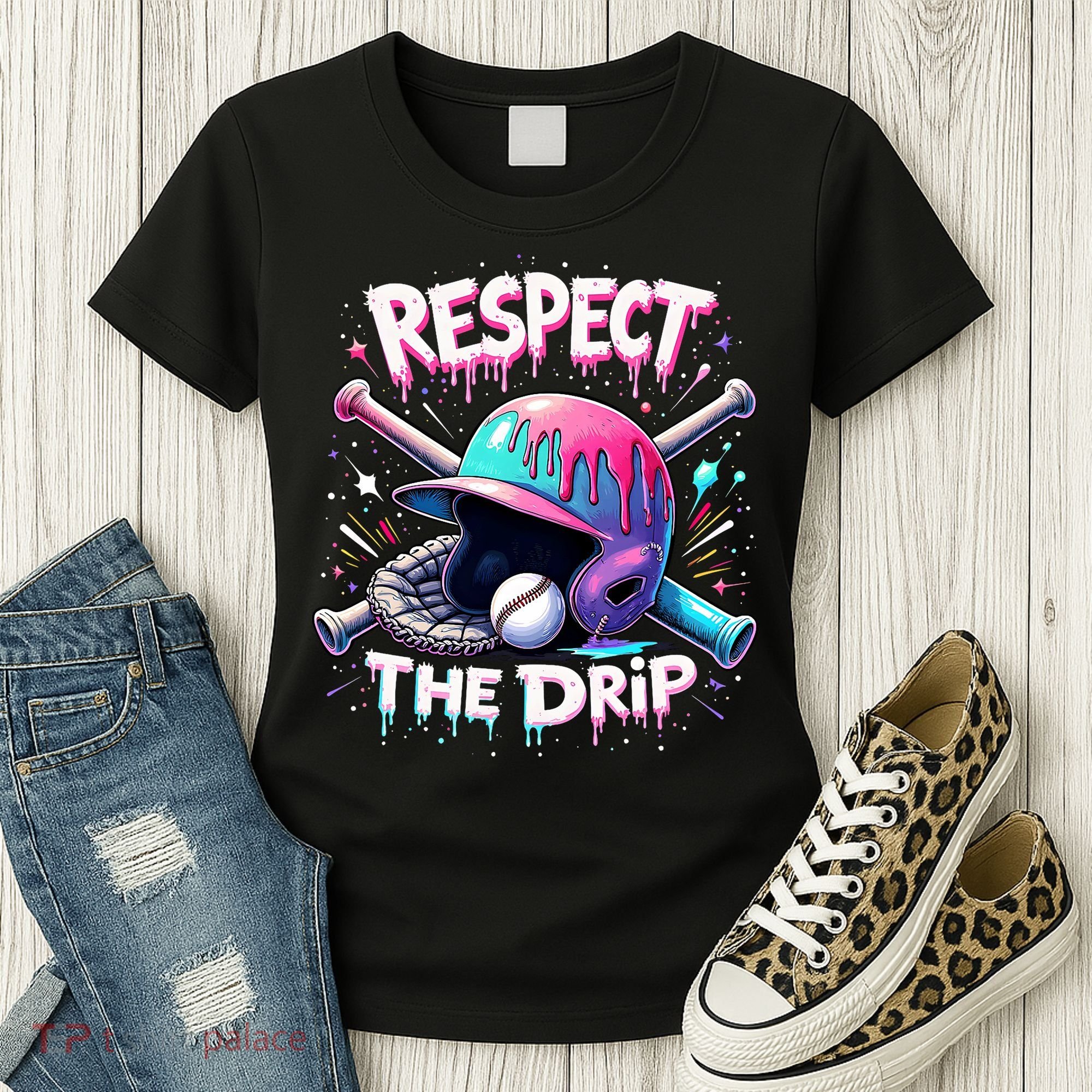 Respect The Drip Baseball Ice Cream Drip Vibes Squad  Women's T-Shirt