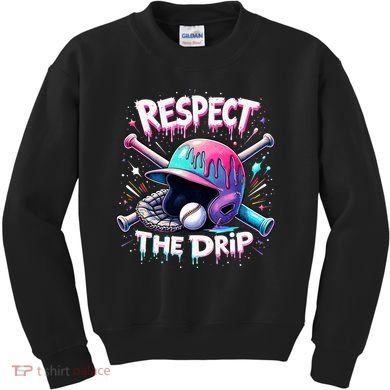 Respect The Drip Baseball Ice Cream Drip Vibes Squad  Kids Sweatshirt