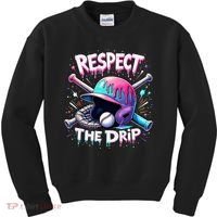 Respect The Drip Baseball Ice Cream Drip Vibes Squad  Kids Sweatshirt thumb 0
