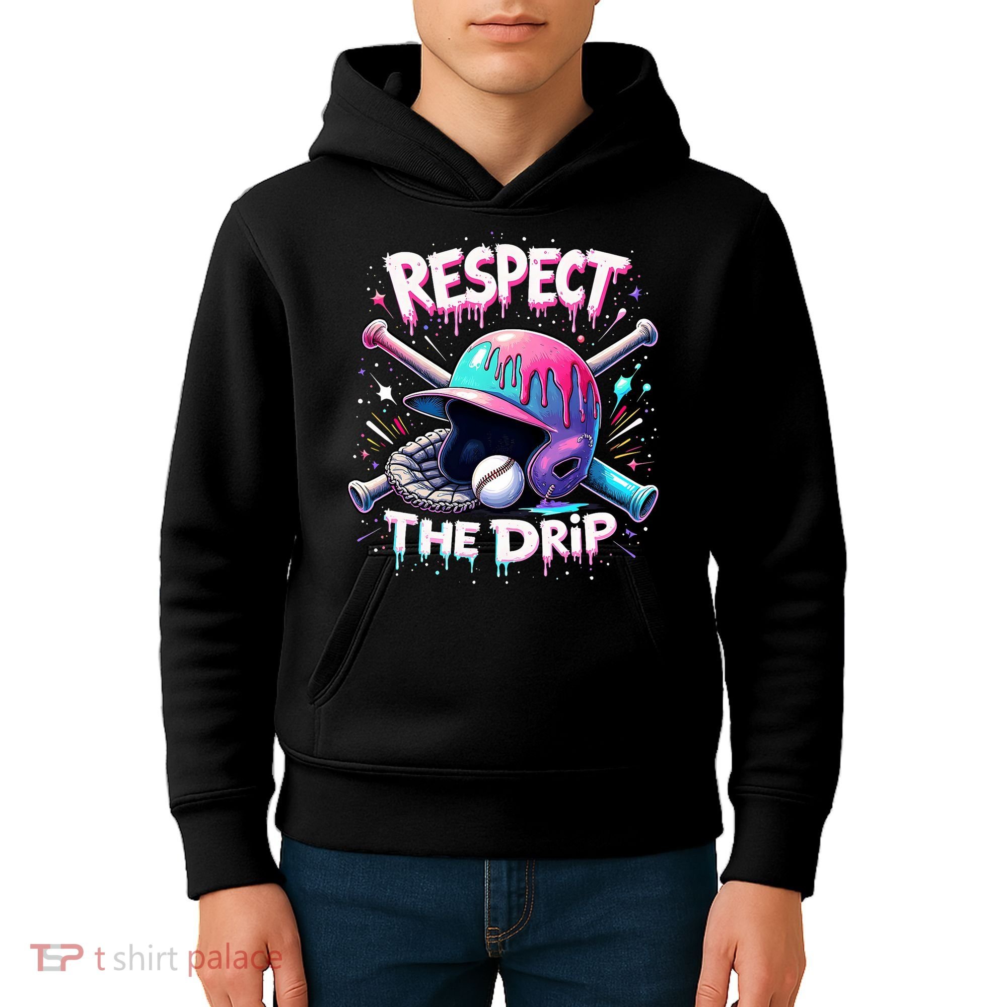 Respect The Drip Baseball Ice Cream Drip Vibes Squad  Kids Hoodie