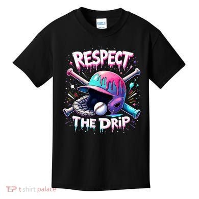 Respect The Drip Baseball Ice Cream Drip Vibes Squad  Kids T-Shirt