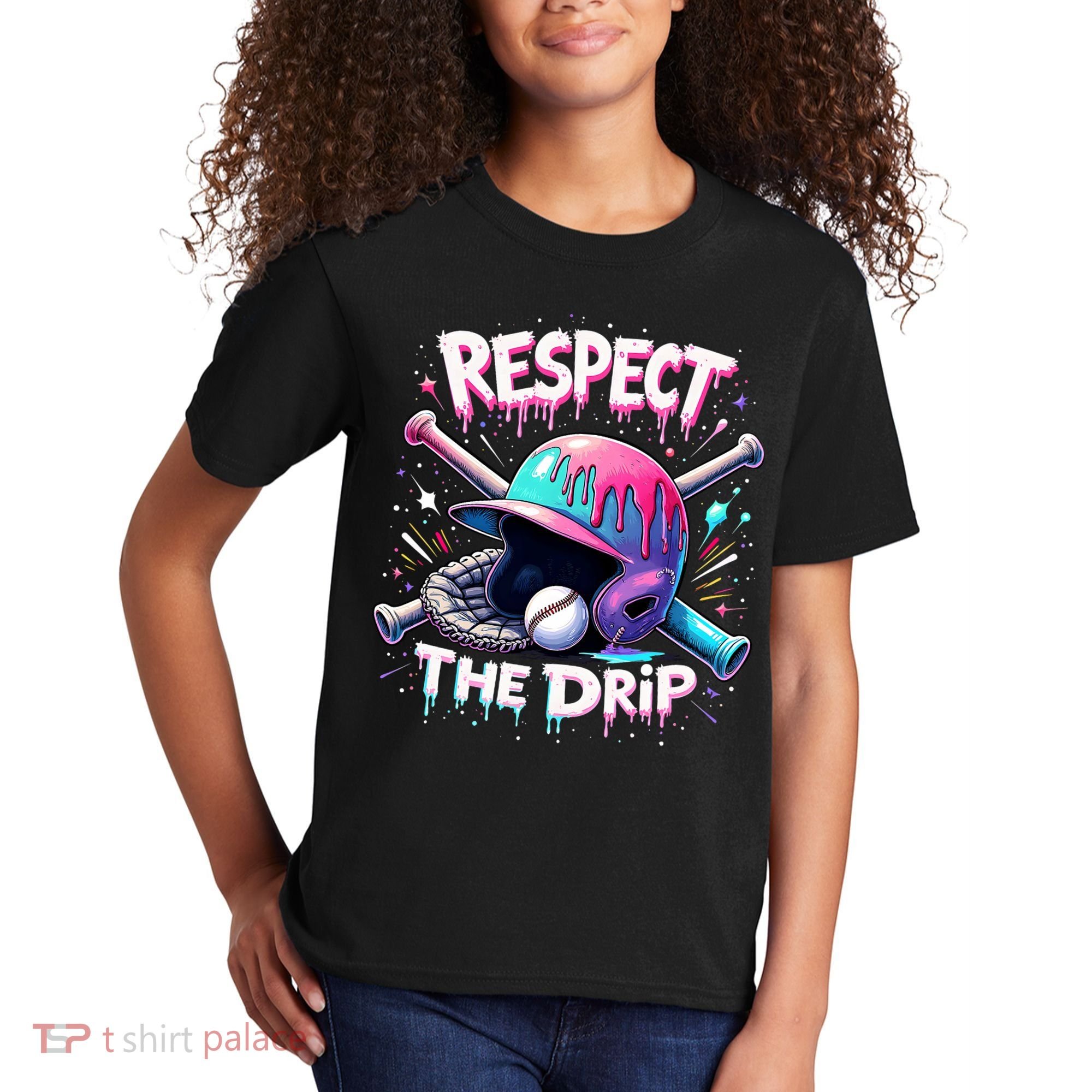 Respect The Drip Baseball Ice Cream Drip Vibes Squad  Kids T-Shirt