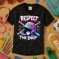 Respect The Drip Baseball Ice Cream Drip Vibes Squad  Kids T-Shirt thumb 3