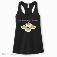 Retro Thanksgiving Dinner You Know Why IM Here Deviled Egg Women's Tank Top thumb 0