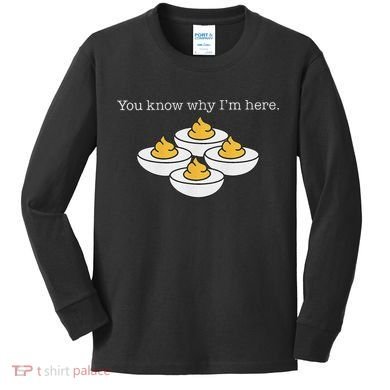 Retro Thanksgiving Dinner You Know Why IM Here Deviled Egg Kids Long Sleeve Shirt