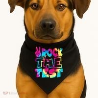 Retro Tie Dye Rock The Test USA-Made Doggie Bandana thumb 1