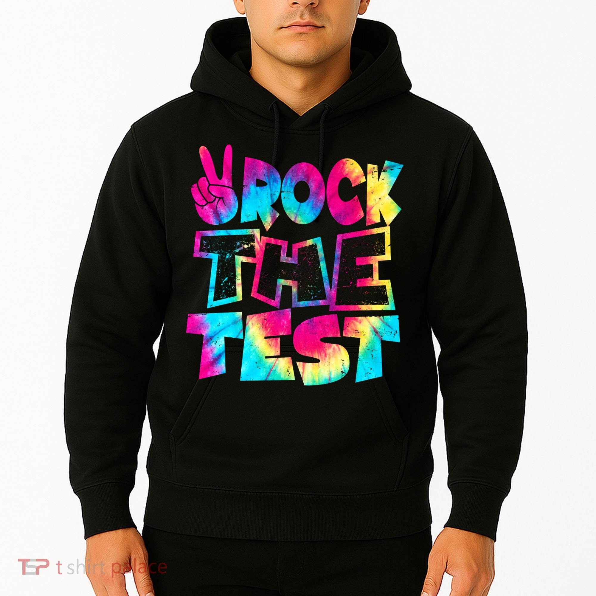 Retro Tie Dye Rock The Test Hoodie
