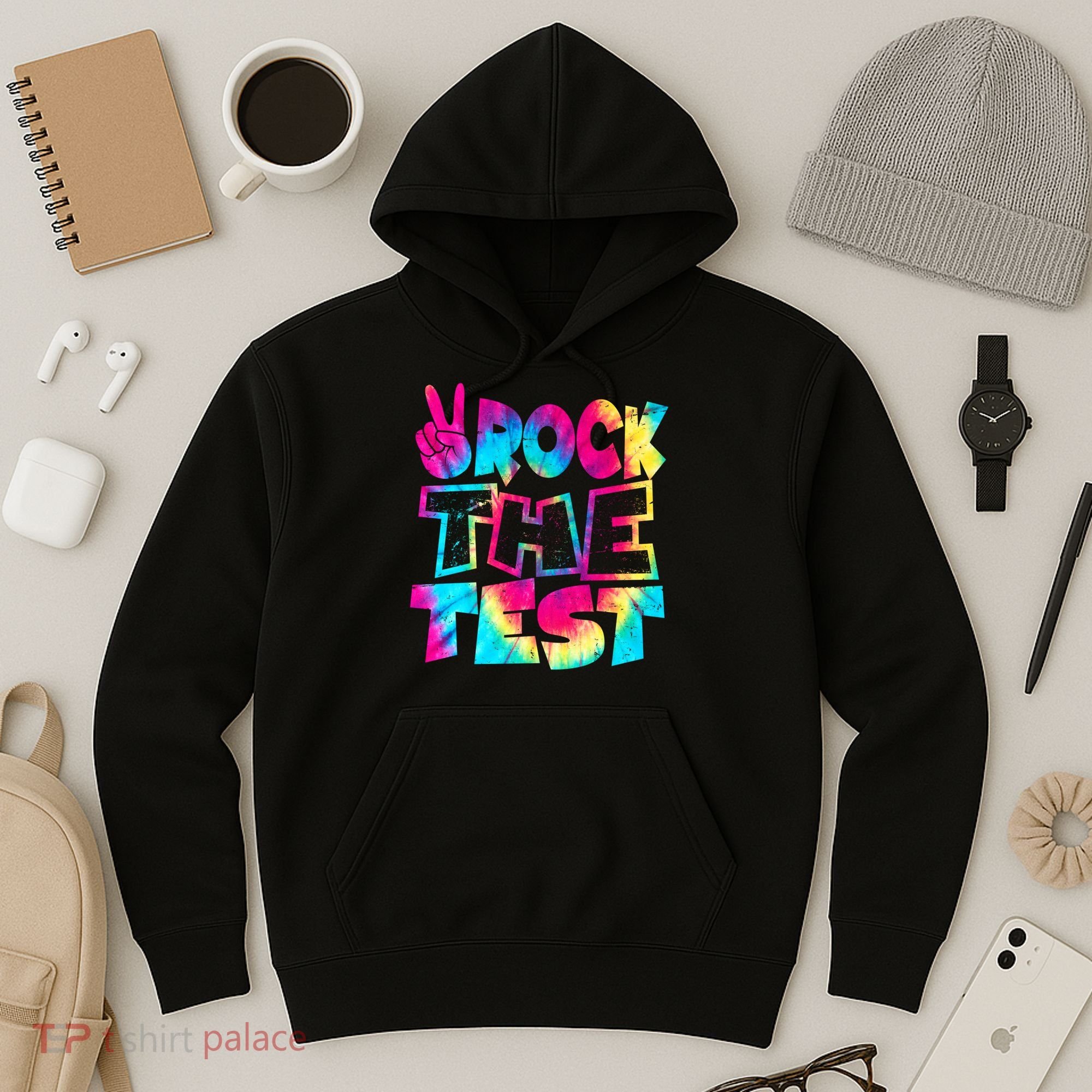 Retro Tie Dye Rock The Test Hoodie