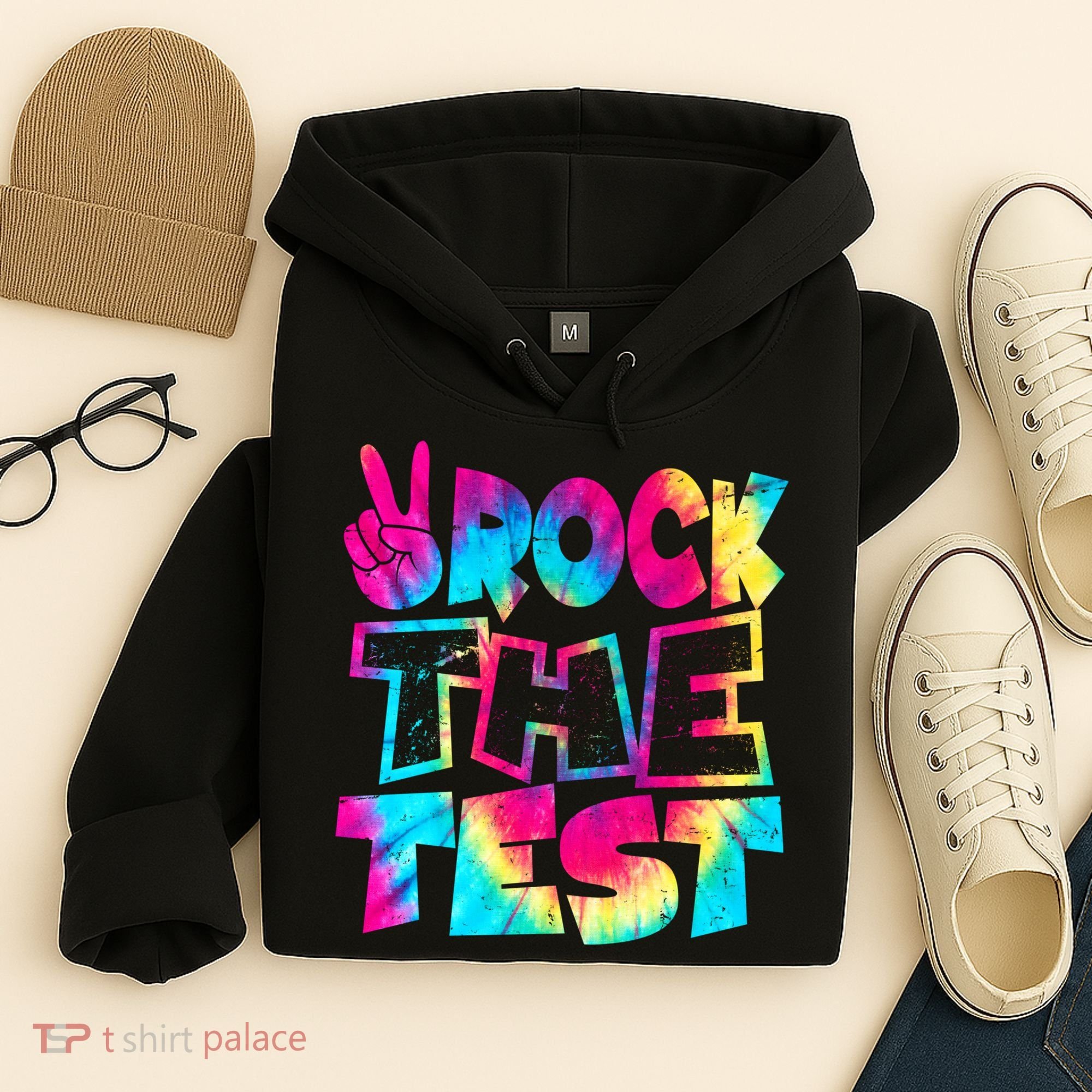 Retro Tie Dye Rock The Test Hoodie