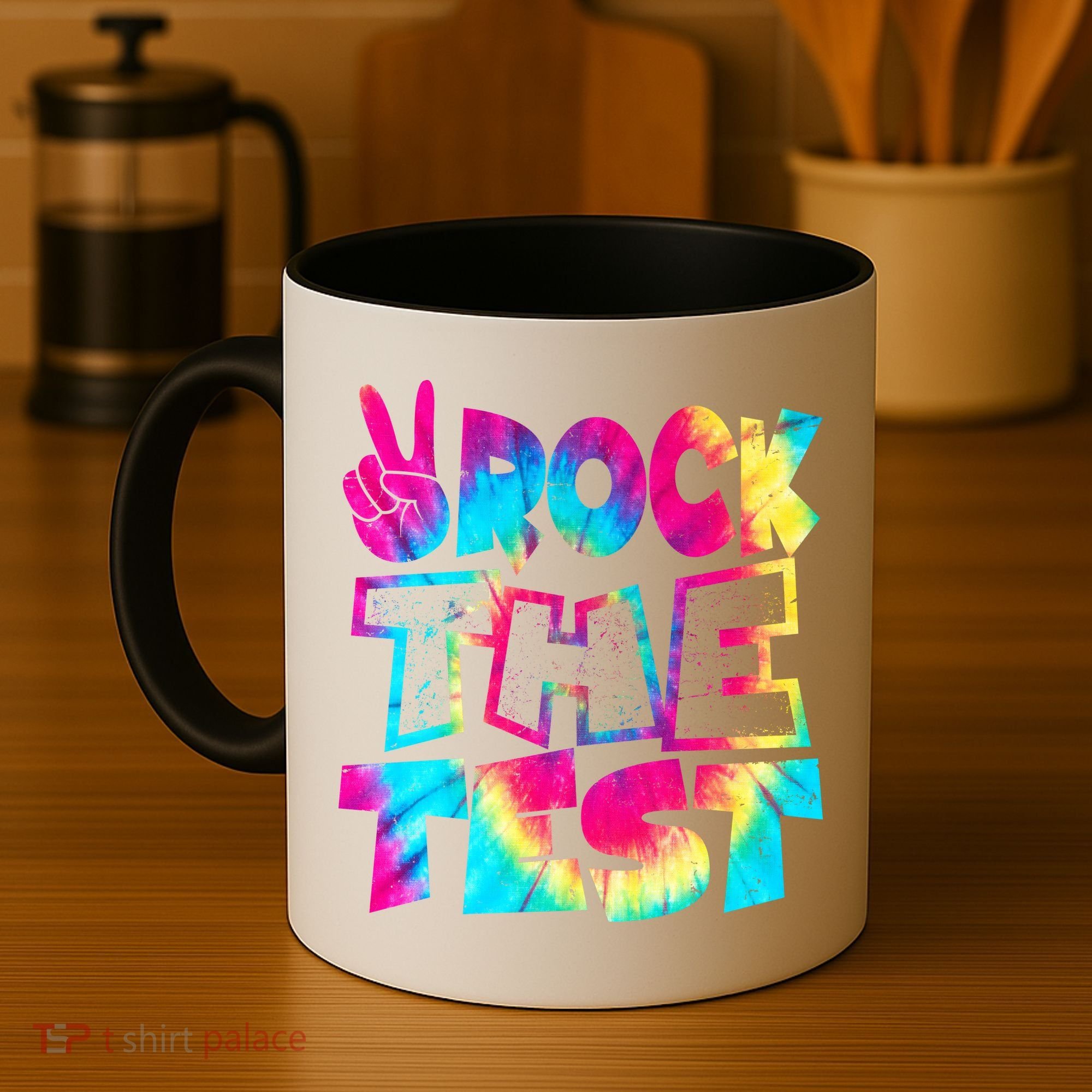 Retro Tie Dye Rock The Test Coffee Mug