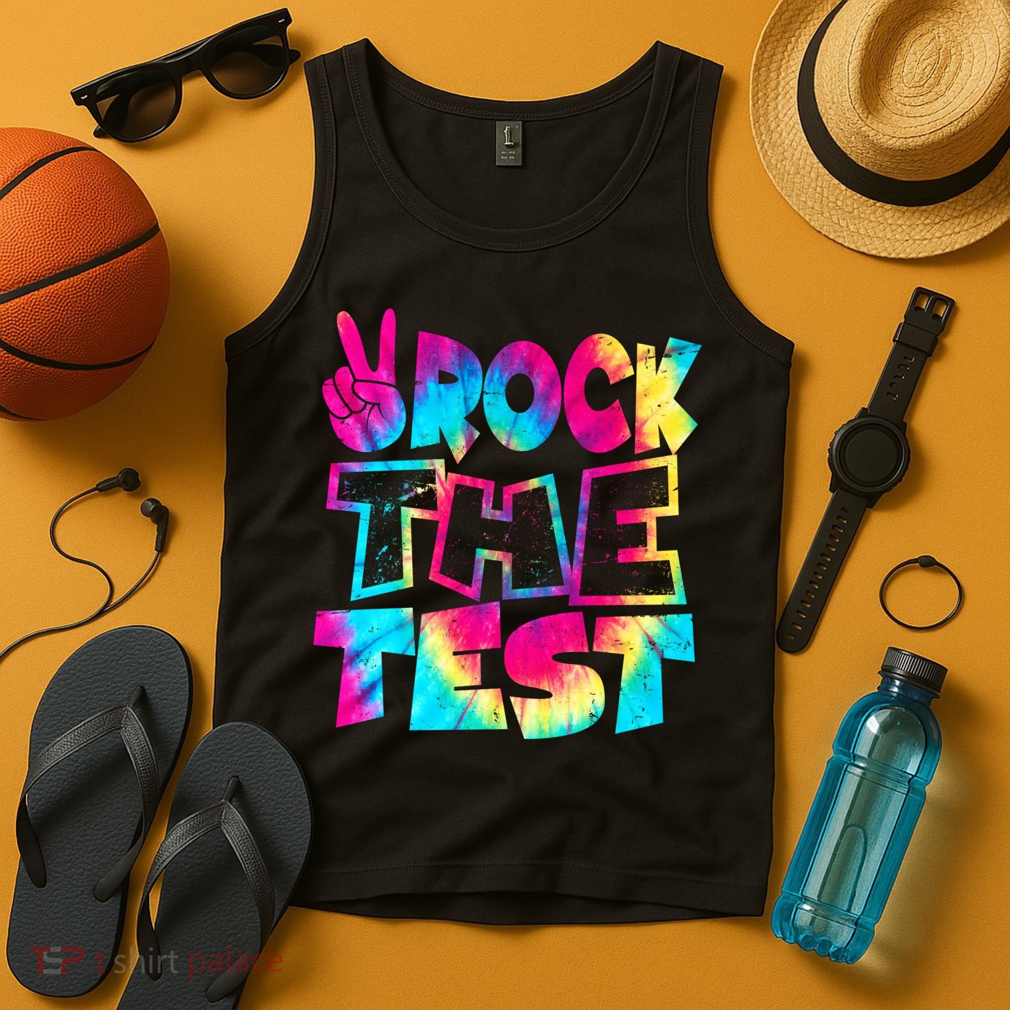 Retro Tie Dye Rock The Test Tank Top