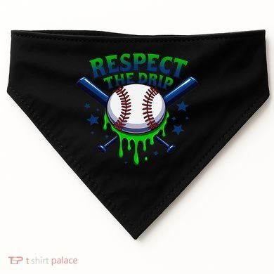 Respect The Drip Baseball Home Plate Ice Cream Dripping USA-Made Doggie Bandana