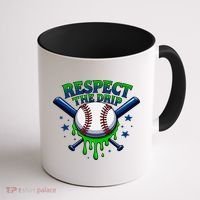 Respect The Drip Baseball Home Plate Ice Cream Dripping Coffee Mug thumb 1