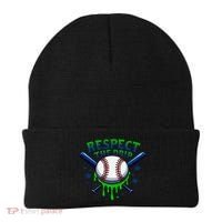 Respect The Drip Baseball Home Plate Ice Cream Dripping Beanie thumb 0
