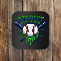 Respect The Drip Baseball Home Plate Ice Cream Dripping Coaster thumb 0