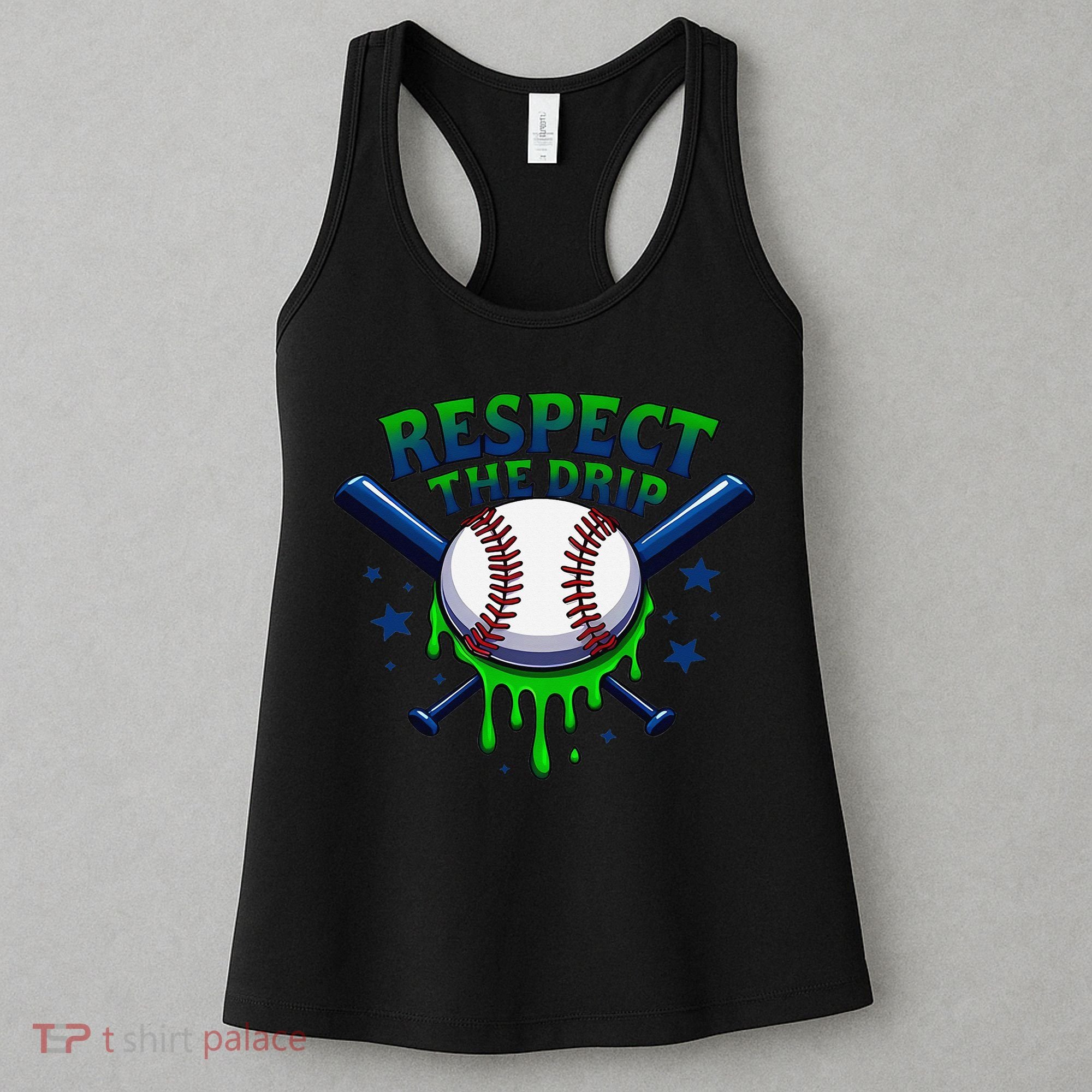 Respect The Drip Baseball Home Plate Ice Cream Dripping Women's Tank Top