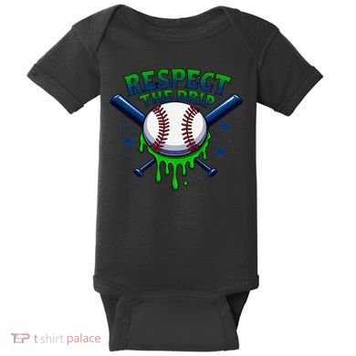 Respect The Drip Baseball Home Plate Ice Cream Dripping Baby Bodysuit