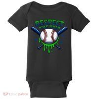 Respect The Drip Baseball Home Plate Ice Cream Dripping Baby Bodysuit thumb 0