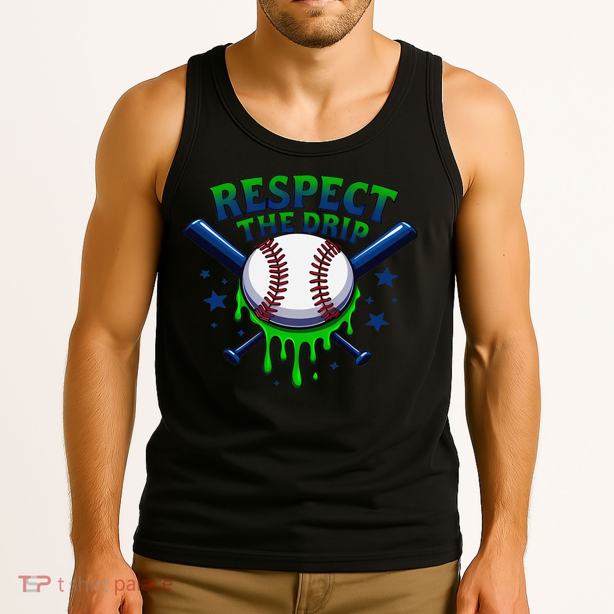 Respect The Drip Baseball Home Plate Ice Cream Dripping Tank Top
