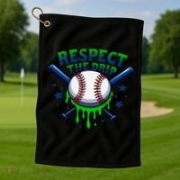 Respect The Drip Baseball Home Plate Ice Cream Dripping Golf Towel thumb 1