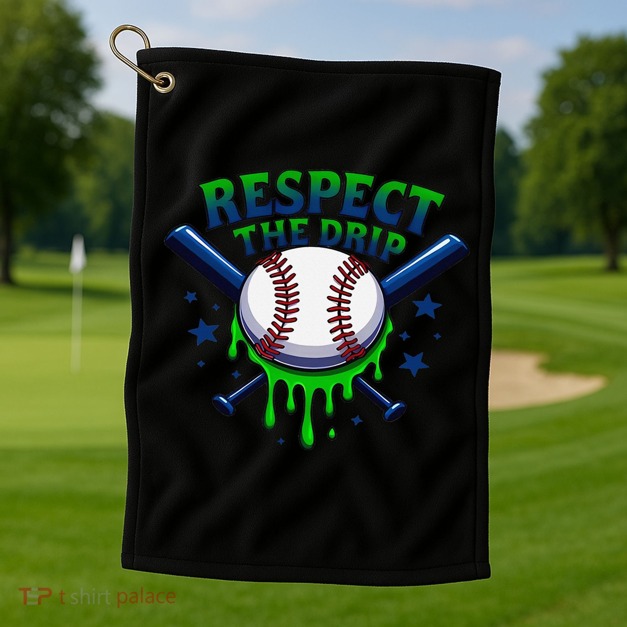 Respect The Drip Baseball Home Plate Ice Cream Dripping Golf Towel