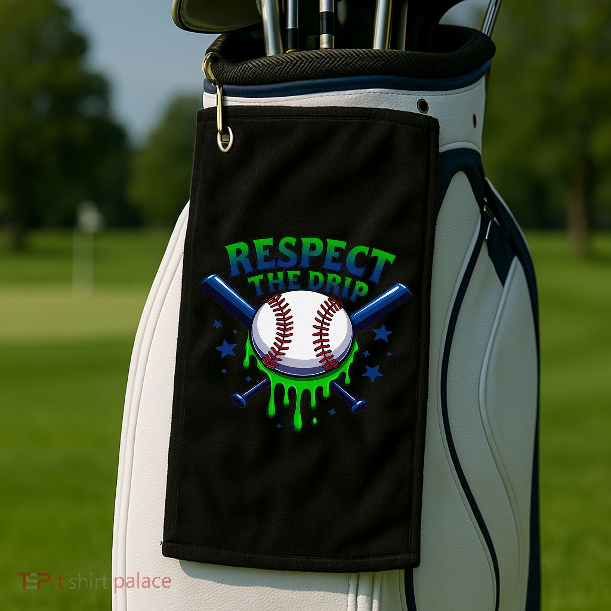 Respect The Drip Baseball Home Plate Ice Cream Dripping Golf Towel