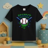 Respect The Drip Baseball Home Plate Ice Cream Dripping Toddler T-Shirt thumb 3