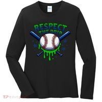 Respect The Drip Baseball Home Plate Ice Cream Dripping Women's Long Sleeve Shirt thumb 0