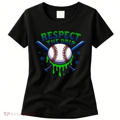 Respect The Drip Baseball Home Plate Ice Cream Dripping Women's T-Shirt