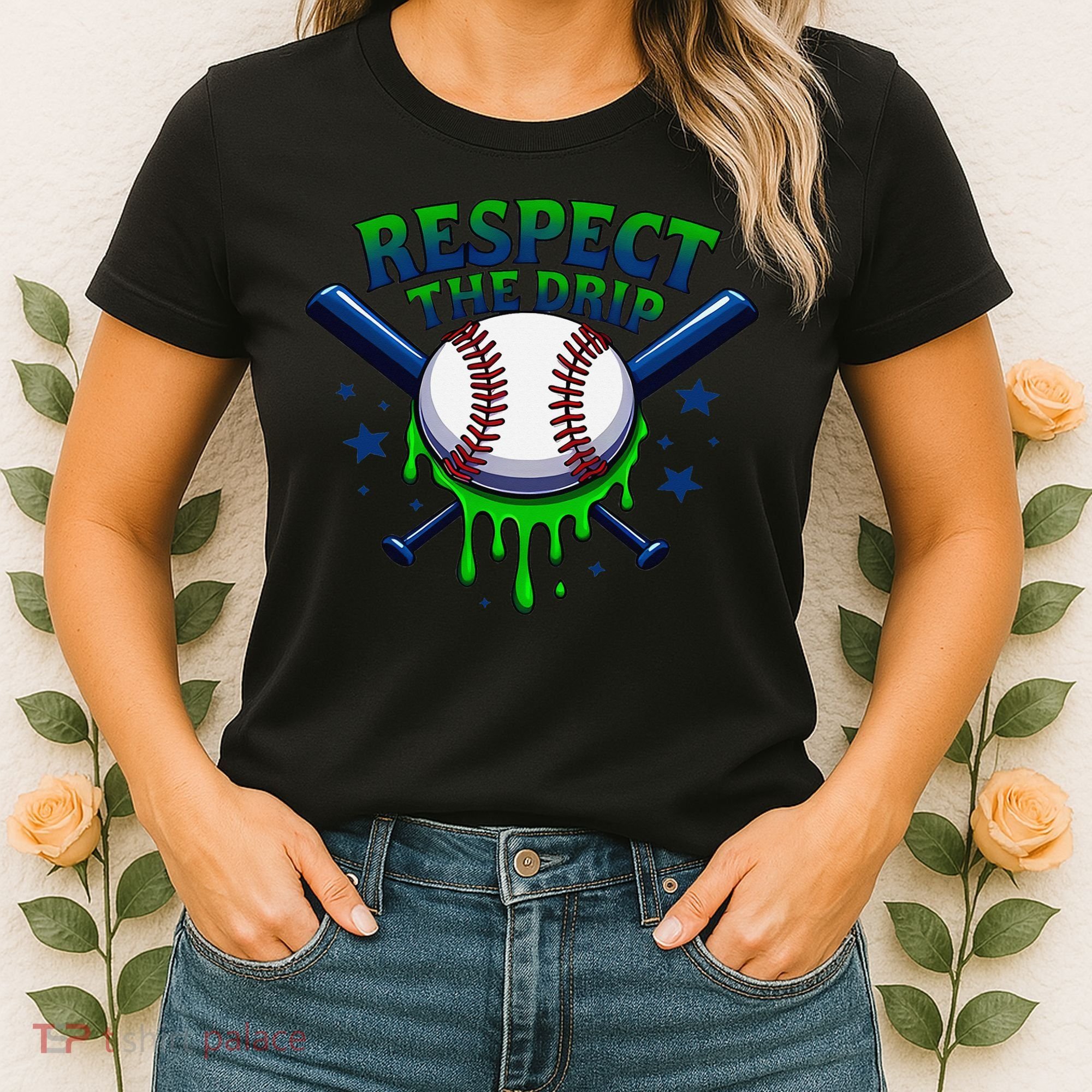 Respect The Drip Baseball Home Plate Ice Cream Dripping Women's T-Shirt