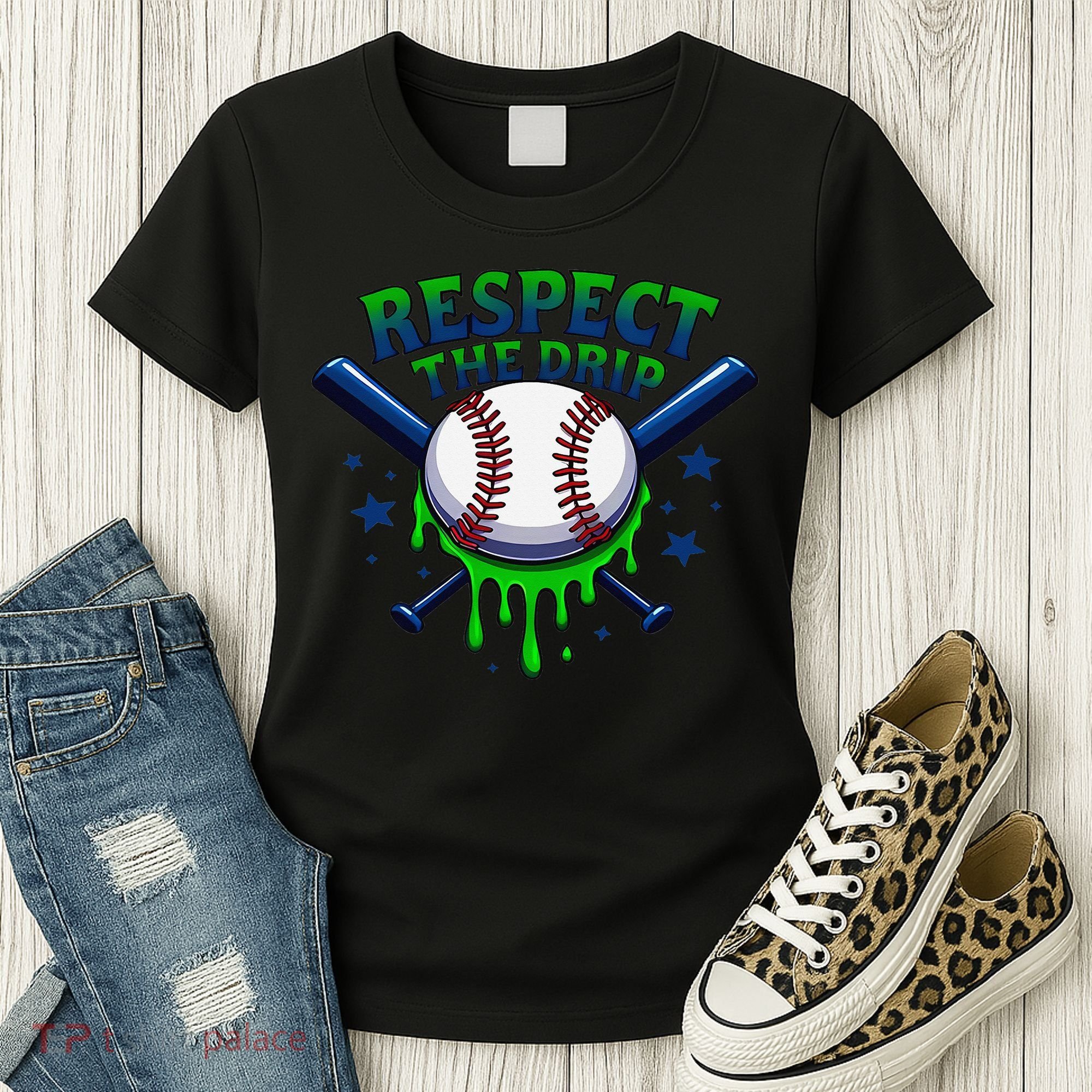 Respect The Drip Baseball Home Plate Ice Cream Dripping Women's T-Shirt