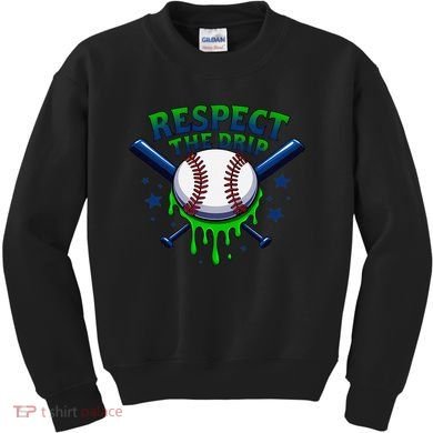Respect The Drip Baseball Home Plate Ice Cream Dripping Kids Sweatshirt