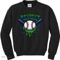 Respect The Drip Baseball Home Plate Ice Cream Dripping Kids Sweatshirt thumb 0