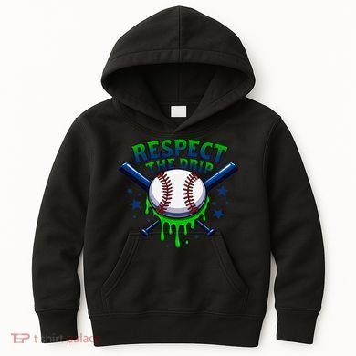 Respect The Drip Baseball Home Plate Ice Cream Dripping Kids Hoodie