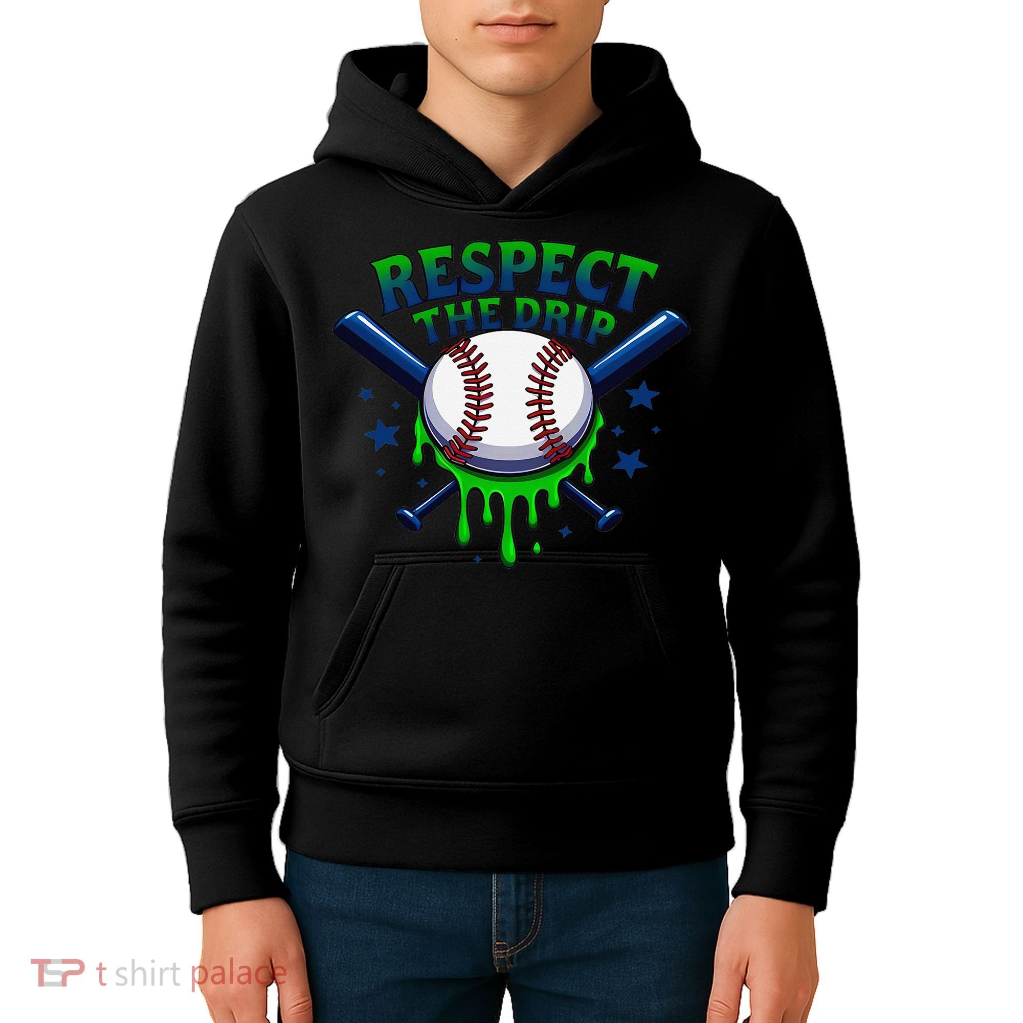 Respect The Drip Baseball Home Plate Ice Cream Dripping Kids Hoodie