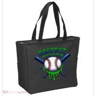 Respect The Drip Baseball Home Plate Ice Cream Dripping Tote Bag thumb 2