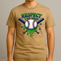 Respect The Drip Baseball Home Plate Ice Cream Dripping T-Shirt thumb 3
