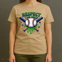 Respect The Drip Baseball Home Plate Ice Cream Dripping T-Shirt thumb 4