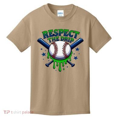 Respect The Drip Baseball Home Plate Ice Cream Dripping Kids T-Shirt