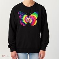 Rainbow Tie Dye Butterfly Tye Die Look Cool Women's Sweatshirt thumb 0