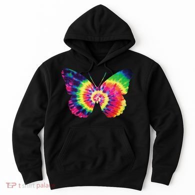 Rainbow Tie Dye Butterfly Tye Die Look Cool Hoodie