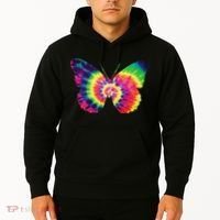 Rainbow Tie Dye Butterfly Tye Die Look Cool Hoodie thumb 2