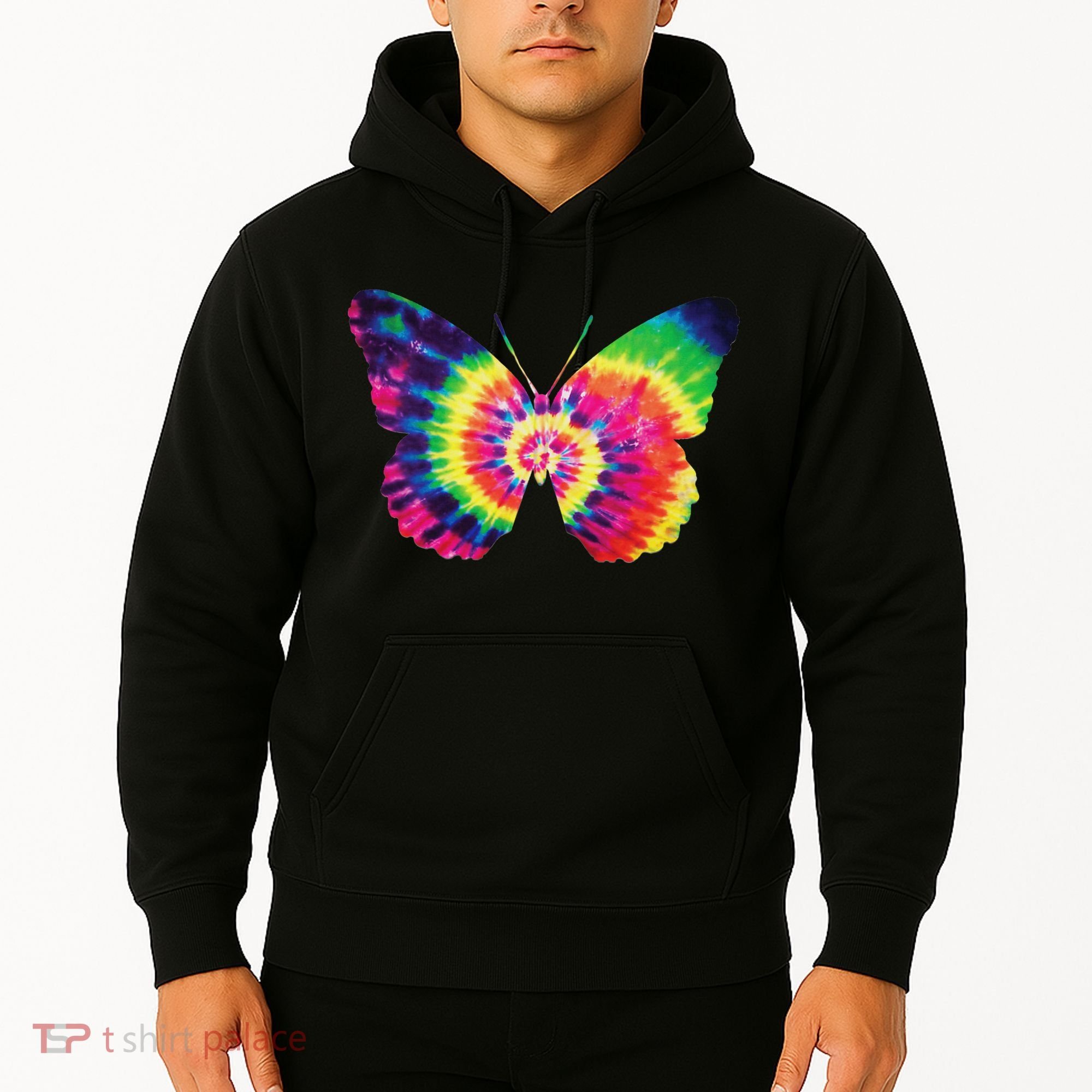 Rainbow Tie Dye Butterfly Tye Die Look Cool Hoodie