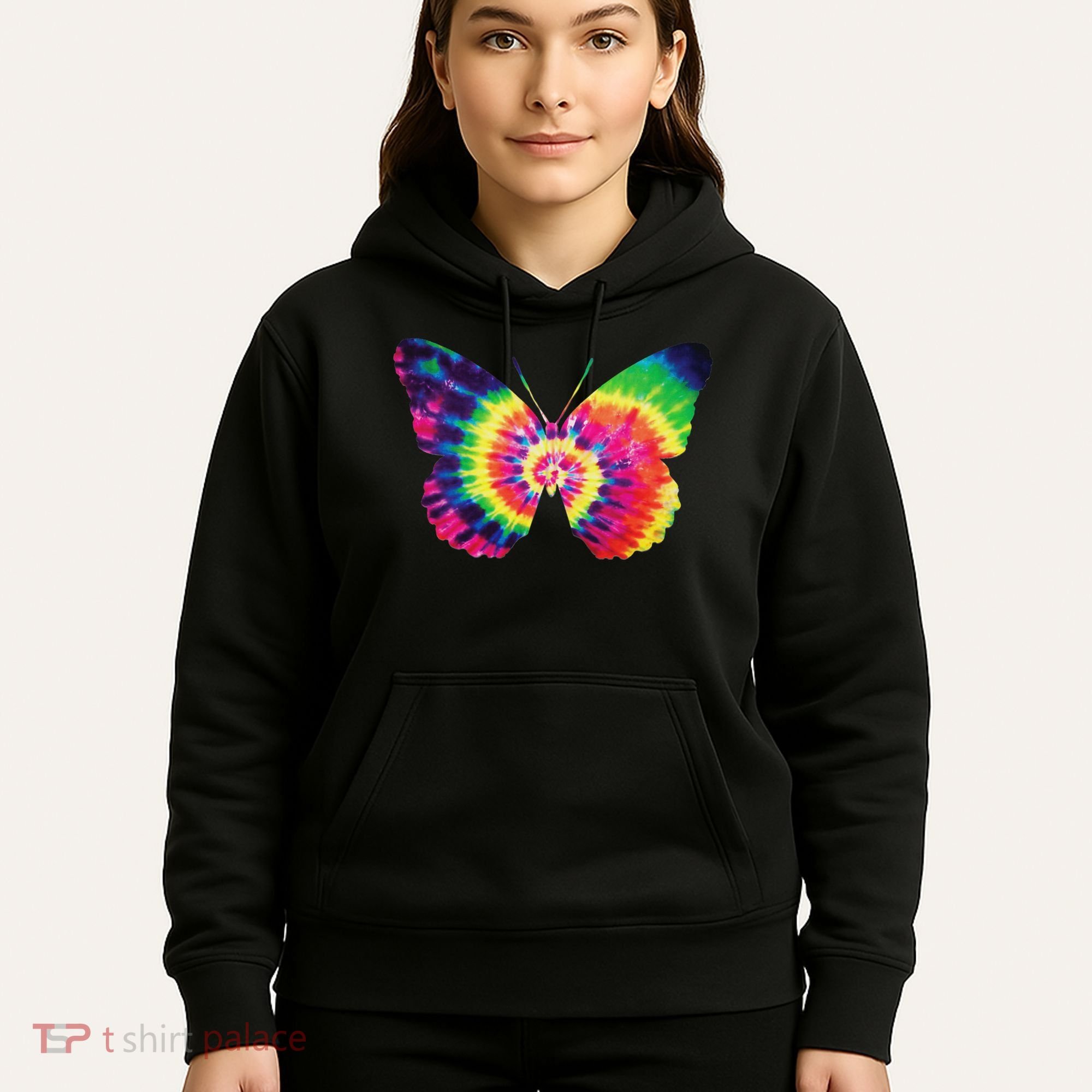 Rainbow Tie Dye Butterfly Tye Die Look Cool Hoodie
