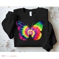 Rainbow Tie Dye Butterfly Tye Die Look Cool Sweatshirt thumb 2