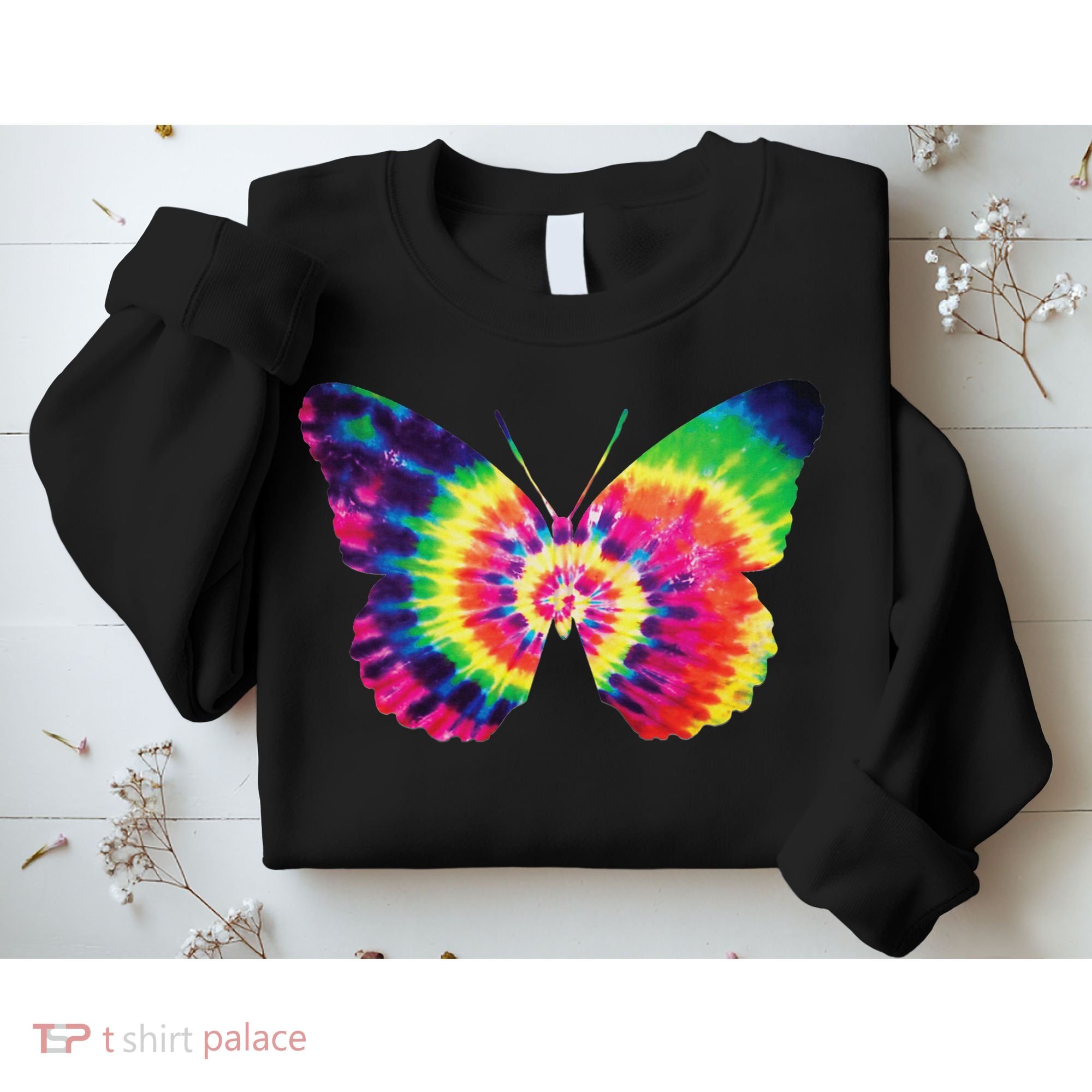 Rainbow Tie Dye Butterfly Tye Die Look Cool Sweatshirt