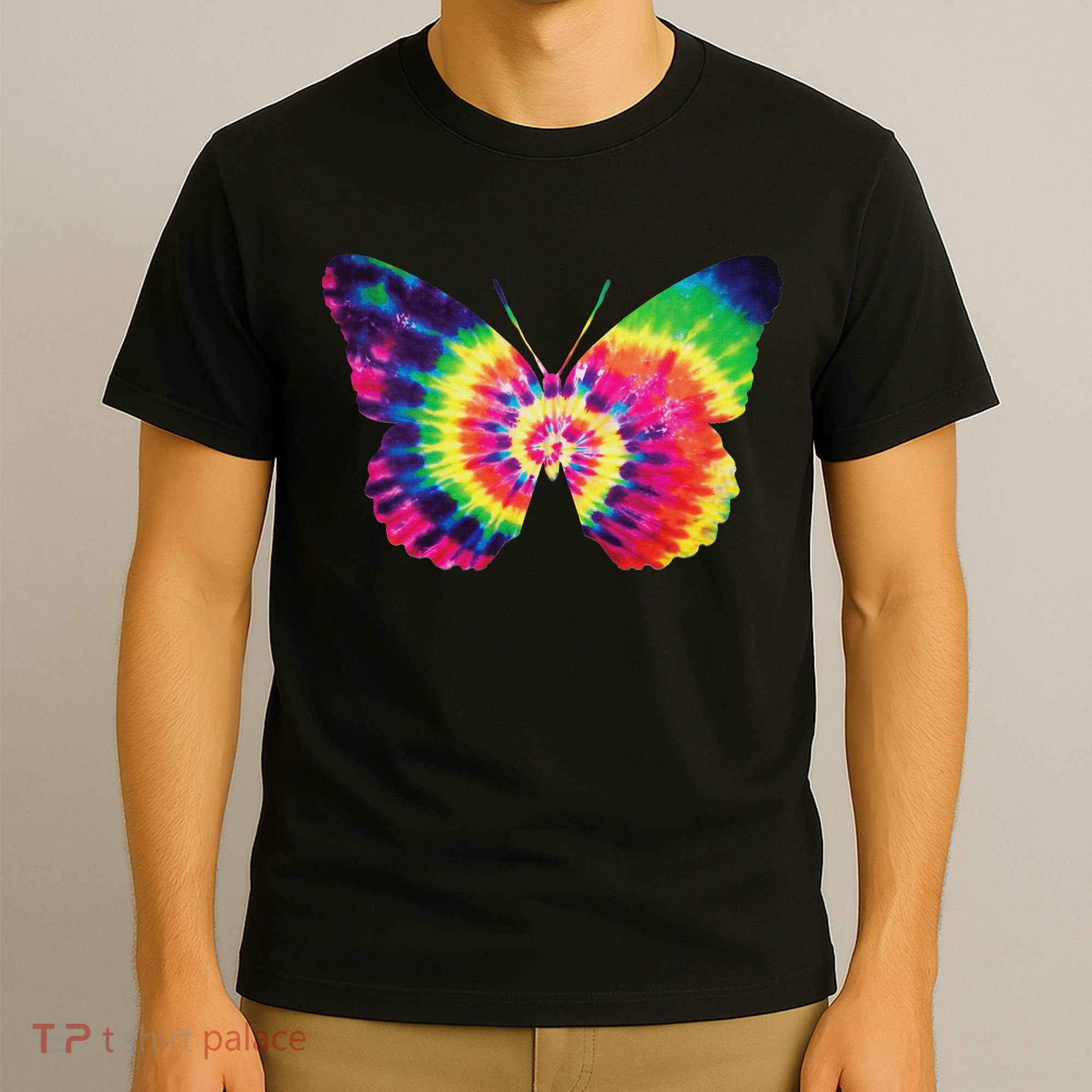 Rainbow Tie Dye Butterfly Tye Die Look Cool T-Shirt