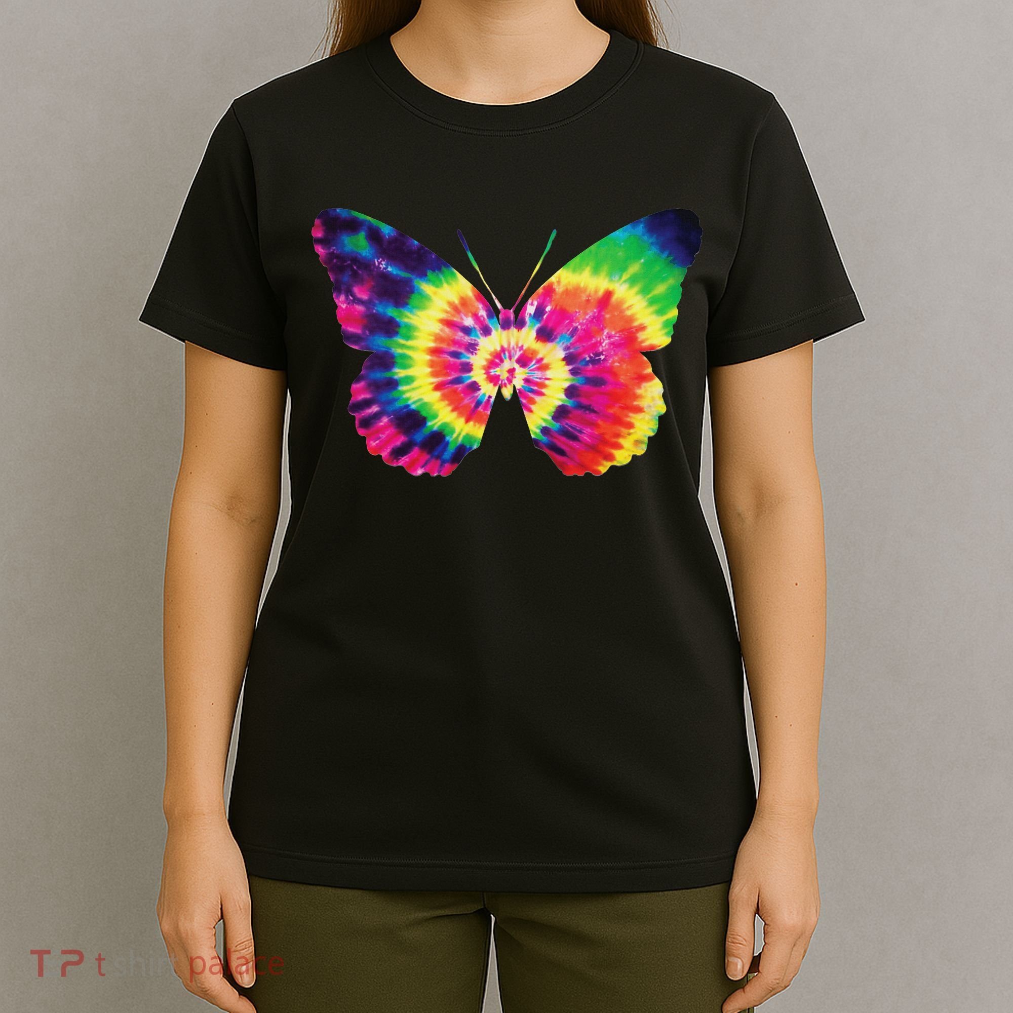 Rainbow Tie Dye Butterfly Tye Die Look Cool T-Shirt