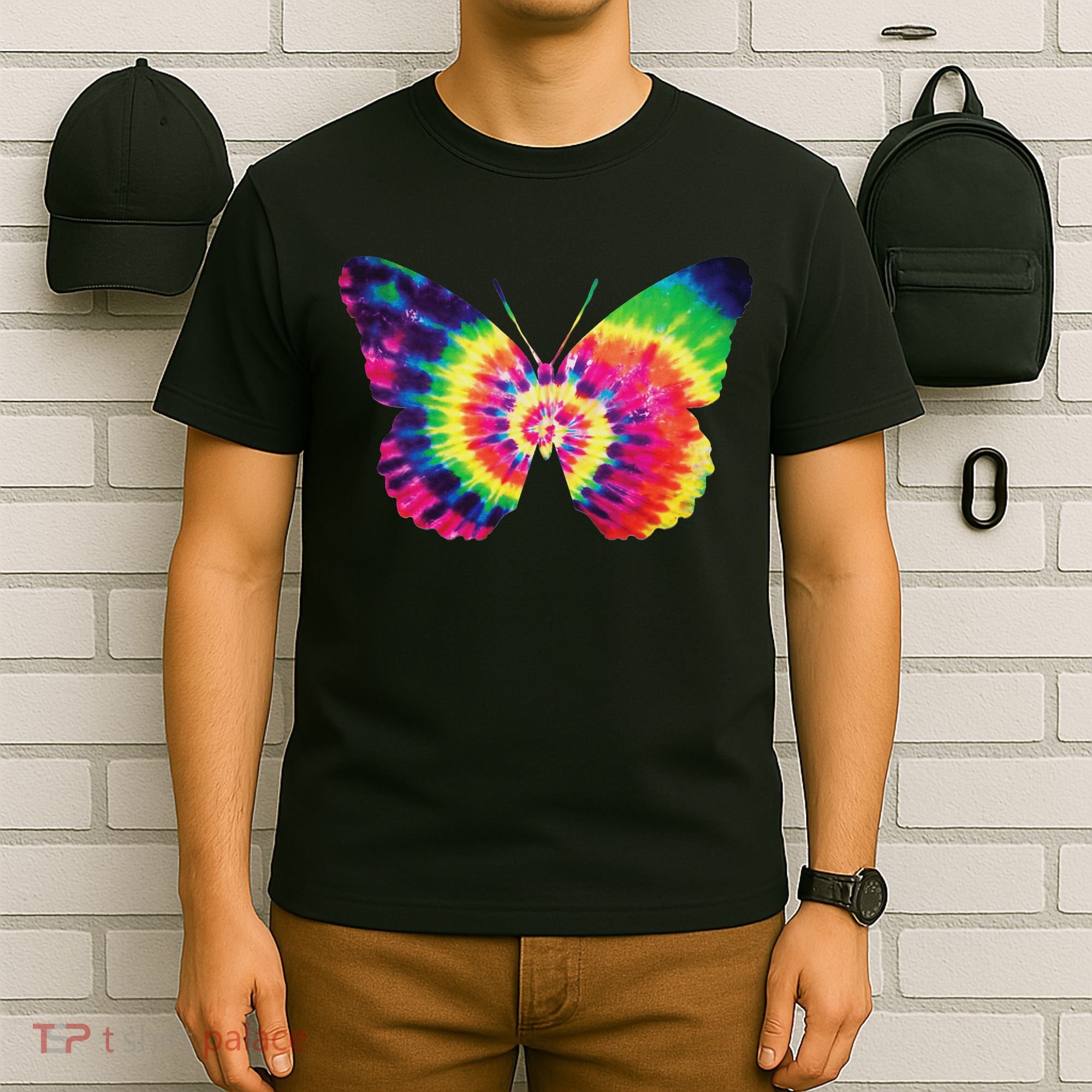 Rainbow Tie Dye Butterfly Tye Die Look Cool T-Shirt